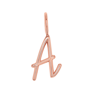Solid Script Letter Charm 14K Rose Gold / x by Baby Gold - Shop Custom Gold Jewelry